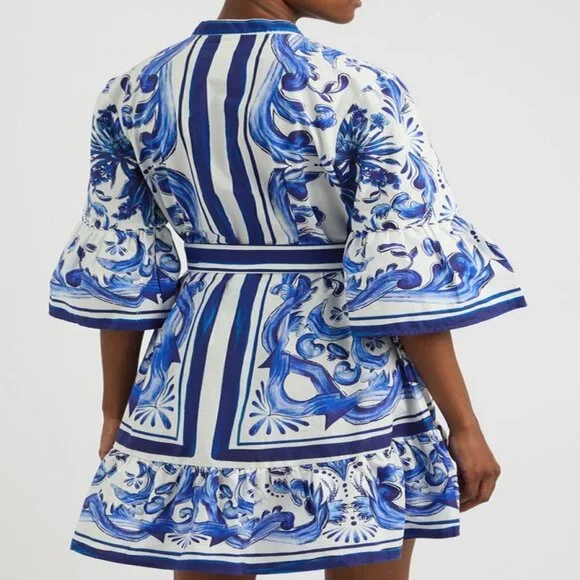 farm rio garden tiles mini dress Farm Rio Garden Tiles Linen Mini Dress In Multicolor - 39% Off